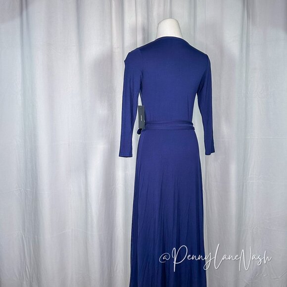 NWT Lulu's Garden District Navy Blue Wrap Maxi Dress Size Small - Picture 10 of 13